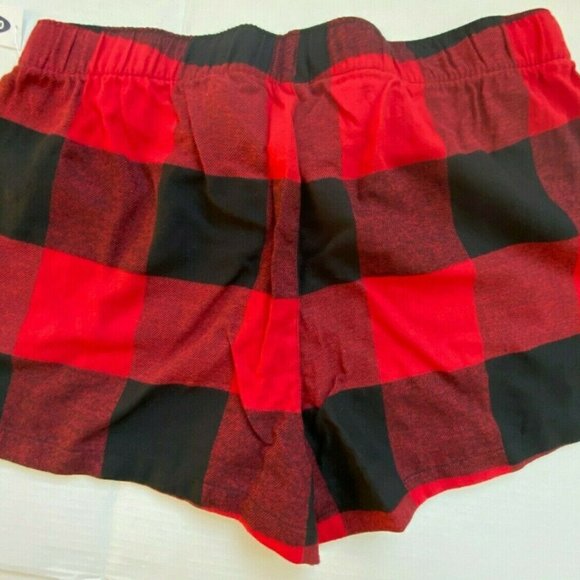 NWT Old Navy Flannel Boxer Pajama Sleep Shorts Red Buffalo Plaid Women L XL - Picture 4 of 4